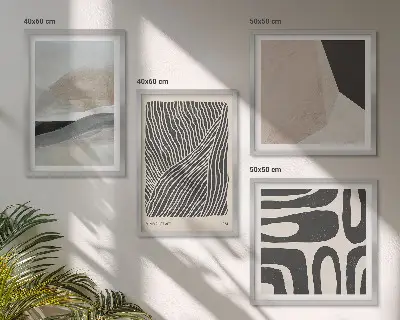 Komplet ukrasnih slika za spavaću sobu s motivom apstraktnih boho uzoraka