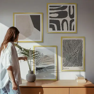 Komplet ukrasnih slika za spavaću sobu s motivom apstraktnih boho uzoraka