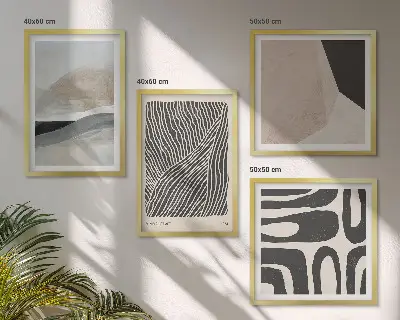 Komplet ukrasnih slika za spavaću sobu s motivom apstraktnih boho uzoraka
