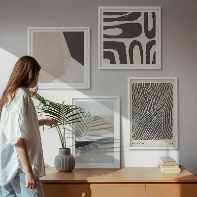 Komplet ukrasnih slika za spavaću sobu s motivom apstraktnih boho uzoraka