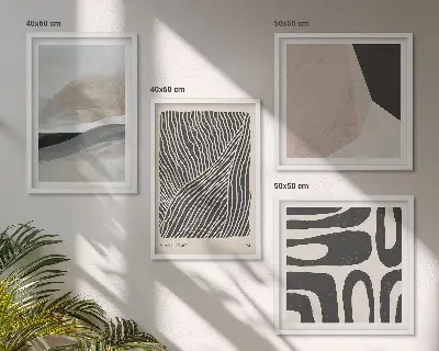 Komplet ukrasnih slika za spavaću sobu s motivom apstraktnih boho uzoraka