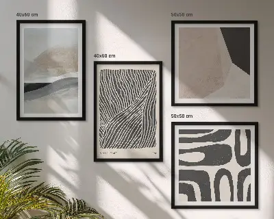 Komplet ukrasnih slika za spavaću sobu s motivom apstraktnih boho uzoraka
