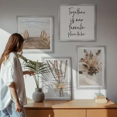 Set od 4 slike u okviru minimalistički motivi cvjetnih grana u prirodi