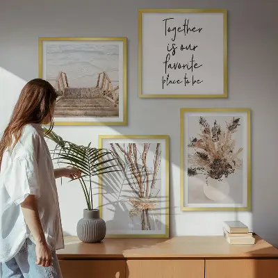 Set od 4 slike u okviru minimalistički motivi cvjetnih grana u prirodi