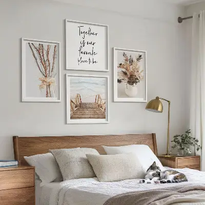 Set od 4 slike u okviru minimalistički motivi cvjetnih grana u prirodi