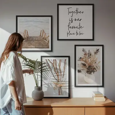 Set od 4 slike u okviru minimalistički motivi cvjetnih grana u prirodi