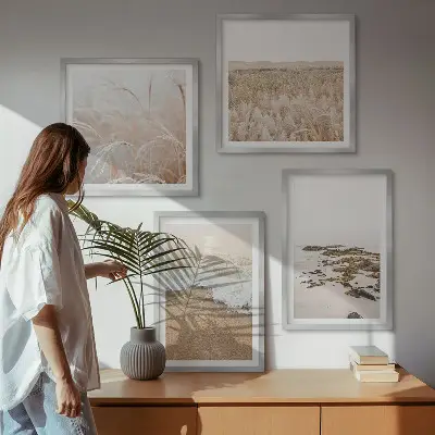 Komplet slika za spavaću sobu plaža s valovima i kamenjem ljetni motiv