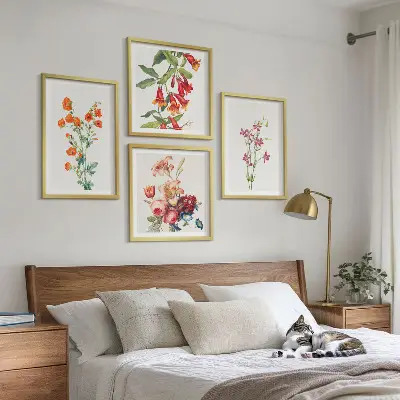 Dekorativni set zidnih slika slike s motivom cvijeća u retro stilu