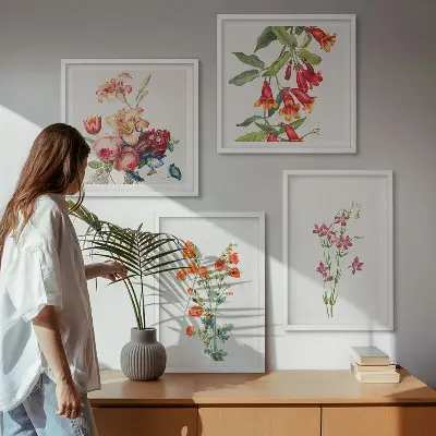 Dekorativni set zidnih slika slike s motivom cvijeća u retro stilu