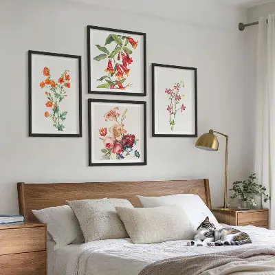 Dekorativni set zidnih slika slike s motivom cvijeća u retro stilu