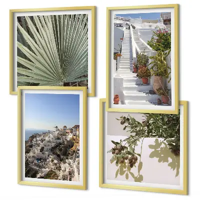 Komplet slika za spavaću sobu bijele stepenice s pogledom na Santorini
