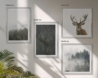 Komplet slika za spavaću sobu motiv maglovitog krajolika zelenih šuma