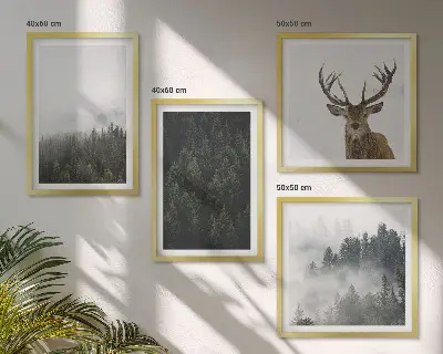 Komplet slika za spavaću sobu motiv maglovitog krajolika zelenih šuma