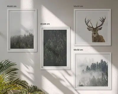 Komplet slika za spavaću sobu motiv maglovitog krajolika zelenih šuma