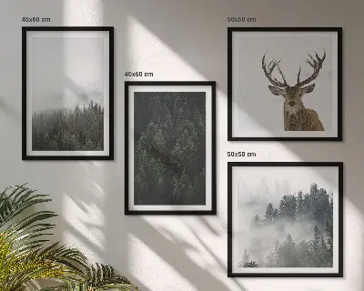 Komplet slika za spavaću sobu motiv maglovitog krajolika zelenih šuma
