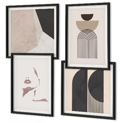 Set 4 slike u okviru Apstraktni bijelo-smeđi uzorci