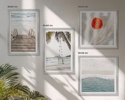 Atmosfera drvenih stepenica na plaži set od 4 slike u okviru