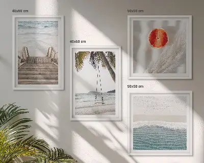 Atmosfera drvenih stepenica na plaži set od 4 slike u okviru