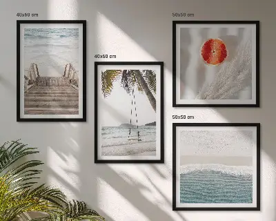 Atmosfera drvenih stepenica na plaži set od 4 slike u okviru