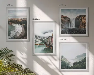 Dekorativni komplet zidnih slika s motivom planinskih plaža, oblaka i vode