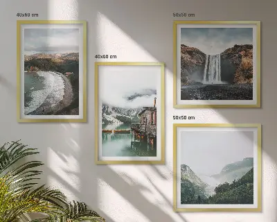 Dekorativni komplet zidnih slika s motivom planinskih plaža, oblaka i vode