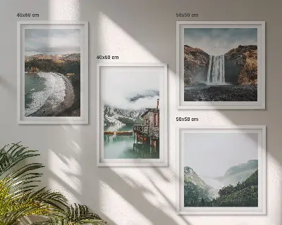 Dekorativni komplet zidnih slika s motivom planinskih plaža, oblaka i vode