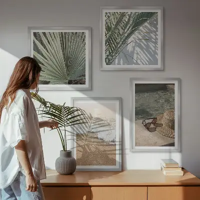 Komplet slika za spavaću sobu Sunčane naočale s kapom za plažu na vodi