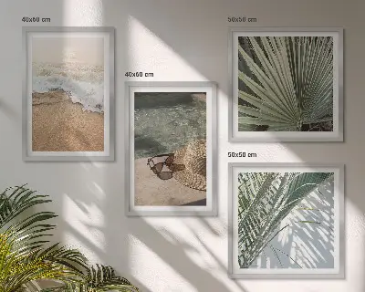 Komplet slika za spavaću sobu Sunčane naočale s kapom za plažu na vodi