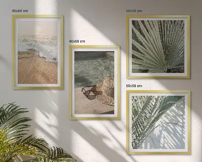 Komplet slika za spavaću sobu Sunčane naočale s kapom za plažu na vodi