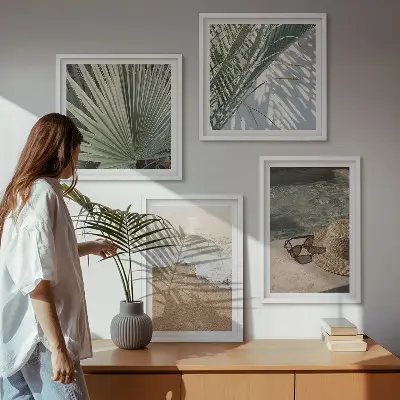 Komplet slika za spavaću sobu Sunčane naočale s kapom za plažu na vodi