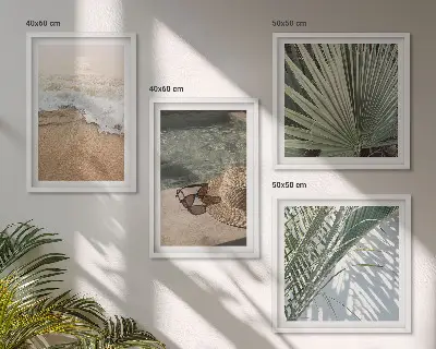Komplet slika za spavaću sobu Sunčane naočale s kapom za plažu na vodi