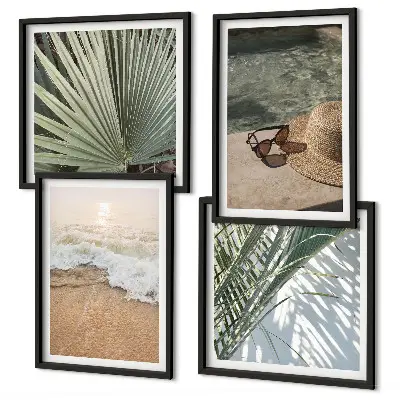 Komplet slika za spavaću sobu Sunčane naočale s kapom za plažu na vodi
