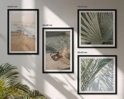 Komplet slika za spavaću sobu Sunčane naočale s kapom za plažu na vodi