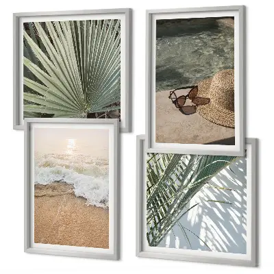Komplet slika za spavaću sobu Sunčane naočale s kapom za plažu na vodi