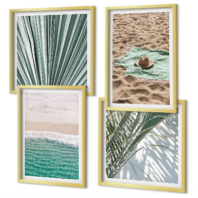 Set 4 slike u okviru Pogled na plažu i more s odmora