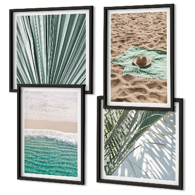 Set 4 slike u okviru Pogled na plažu i more s odmora