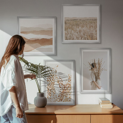 Komplet slika za spavaću sobu Biljni motivi u boho stilu