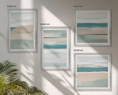 Apstraktni plavi pejzaži set od 4 slike u okviru