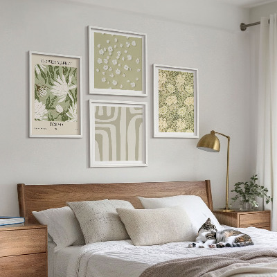 Komplet slika za spavaću sobu Boho biljne pastelne kompozicije