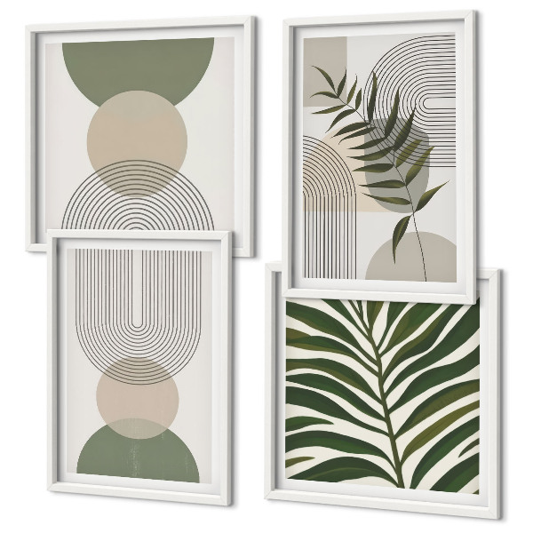 Set 4 slike u okviru Apstraktno lišće u boho stilu