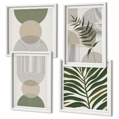 Set 4 slike u okviru Apstraktno lišće u boho stilu