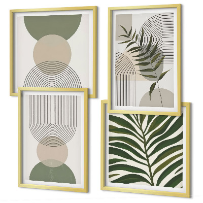 Set 4 slike u okviru Apstraktno lišće u boho stilu