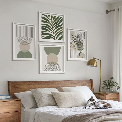 Set 4 slike u okviru Apstraktno lišće u boho stilu