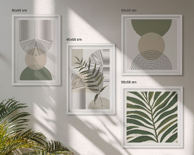 Set 4 slike u okviru Apstraktno lišće u boho stilu