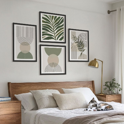 Set 4 slike u okviru Apstraktno lišće u boho stilu