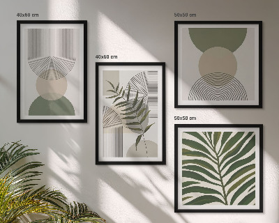 Set 4 slike u okviru Apstraktno lišće u boho stilu