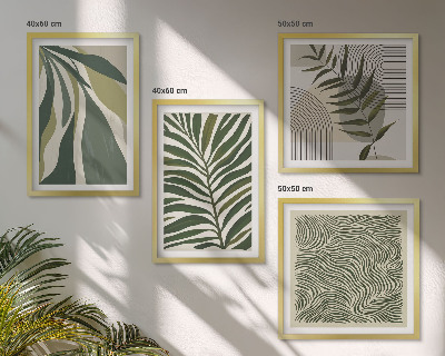 Komplet slika za spavaću sobu Pastelne ilustracije lišća i valova
