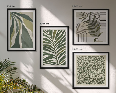 Komplet slika za spavaću sobu Pastelne ilustracije lišća i valova
