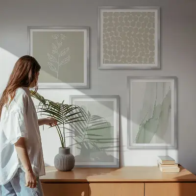Apstraktne biljke u akvarelu set od 4 slike u okviru