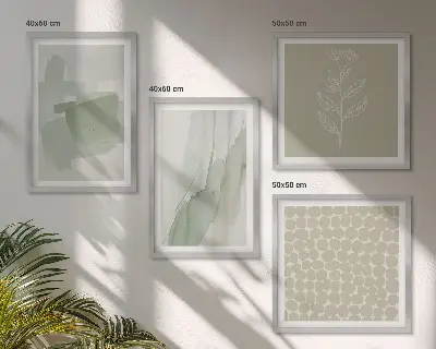 Apstraktne biljke u akvarelu set od 4 slike u okviru